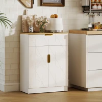 HOMCOM Sideboard Storage Cabinet, Modern Storage Cupboard with Drawer and Adjustable Shelf for Living Room, Kitchen, Dining Room, Entryway, White(m-9)