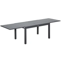 Outsunny Extendable Garden Table 135-270cm x 90cm x 75cm, 10 Seater Outdoor Dining Table with Aluminium Frame for Lawn, Balcony and Backyard, Grey(m-1)