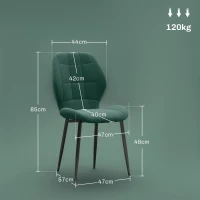 HOMCOM Set of Four Flannel Relaxed Tub Dining Chairs - Green(m-3)