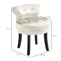 HOMCOM Dressing Table Stool with Rubber Wood Legs, Ice Velvet Vanity Stool for Living Room Bedroom, Beige(m-3)