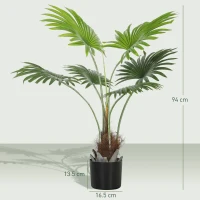 HOMCOM 94cm Artificial Palm Tree, Decorative Artificial Plant with Lifelike PEVA Leaves and Coconut Coir, Fake Tree with Plastic Pot and Flocking for Home Office Decor, Green(m-3)