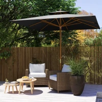 Outsunny 3 m Square Garden Parasol - Black(m-8)