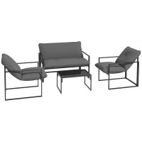 Outsunny Four-Piece Relaxed Back Garden Dining Set - Black/Grey(m-10)