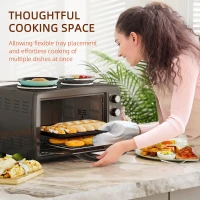 HOMCOM 36L Small Oven with 2 Hot Plates, Countertop Toaster Oven, Grill, Roast, Bake, Boil, with Timer, Adjustable Temperature, Electric Oven with Baking Tray, Grill Rack, Crumb Tray, 2600W, Black(m-8)