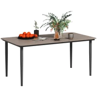 Outsunny Garden Table, Outdoor Dining Table for 6 People, 160 x 90 x 74 cm, with Rust Resistant Metal Frame, WPC Top, for Balcony, Terrace, Dark Grey(m-10)
