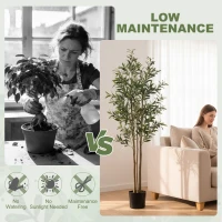HOMCOM Decorative Artificial Plant, 175 cm Silk Olive Tree with 787 Leaves in Cement Pot, Fake Plant(m-7)