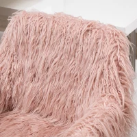 Vinsetto Faux Fur Desk Chair, Rolling Swivel Makeup Chair with Adjustable Height, Armrets for Home Office, Bedroom, Pink(m-8)