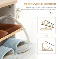 HOMCOM Narrow Shoe Cabinet, Slim Shoe Storage Cabinet with 3 Flip Drawers and Adjustable Shelves, 12 Pair of Shoes Organizer for Hallway, Entryway, Cream White(m-6)