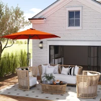 Outsunny 3(m) Solar LED Cantilever Parasol - Orange(m-8)