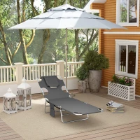 Outsunny Reclining Face Hole Sun Lounger - Dark Grey(m-9)