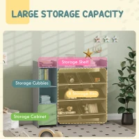 AIYAPLAY Toy Storage Unit with 8 Removable Bins, Storage Shelves, Cabinet, Grey(m-4)
