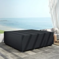 Outsunny 600D Oxford Outdoor Garden Furniture Sofa Set Cover, Waterproof Anti-UV Rattan Sun Lounger Protection Protector Cover, 225L x 210W x 70Hcm, Black(m-8)