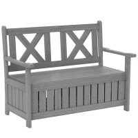 Outsunny 2-Seater Garden Storage Bench for Patio Wood Porch Decor Outdoor Seating, Charcoal Grey(m-10)