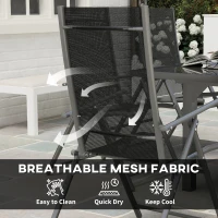 Outsunny 7 Piece Outdoor Dining Set with Extendable Table and 6 Folding Chairs for Patio, Balcony, Deck, Grey(m-6)
