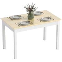 HOMCOM Dining Table for 4 to 6, Modern Kitchen Table with Wood Effect Tabletop, Thick Legs, 120L x 70W x 75Hcm, for Dining Room, Kitchen, Living Room, Oak(m-10)