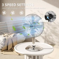 HOMCOM Three-Speed Oscillating Desk Fan - Silver-Tone(m-4)