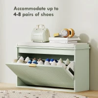 HOMCOM Elegant Eight Shoe Bench, with Top Seat - Green(m-5)