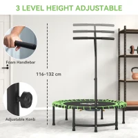 HOMCOM Mini Round Steel Frame Trampoline w/ Adjustable Handle, Green(m-4)