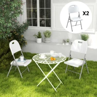 Outsunny Set of Two Foldable Outdoor Chairs - White(m-8)