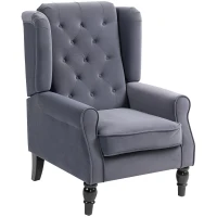 HOMCOM Wingback Accent Chair, Retro Upholstered Button Tufted Occasional Chair for Living Room and Bedroom, Charcoal Grey(m-11)