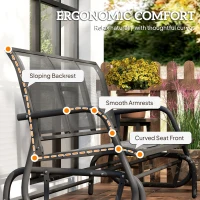 Outsunny 3-Seat Glider Rocking Chair for 3 People Garden Bench Patio Furniture Metal Frame, Grey(m-8)