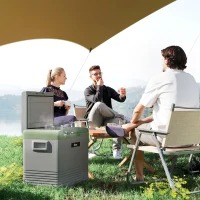 Outsunny 50L Portable Car Refrigerator - Light Green and Grey(m-2)