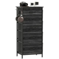 HOMCOM Chest of Five Fabric Drawers - Black(m-10)