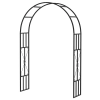 Outsunny Steel Garden Arch, 2.2m High x 1.5m Wide Metal Garden Trellis for Climbing Plants Roses Wisteria Vines, Outdoor Wedding Arch for Bridal Party Ceremony Decoration, Black(m-11)