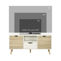 HOMCOM TV Unit Cabinet for TVs up to 50 Inches, TV Stand with Storage Cabinets and Drawer for Living Room and Bedroom, Natural(m-6)