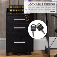 HOMCOM Three-Drawer Lockable Filing Cabinet - Black(m-6)