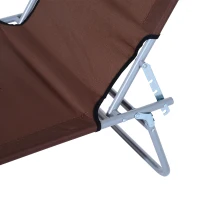 Outsunny Lettino Sdraio da Esterno, Sedia Sdraio da Esterno Pieghevole e Regolabile con Tettuccio in Tessuto Marrone, 187x58x36cm(m-12)