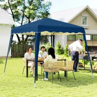 Outsunny 3 M x 3 M Base/ 2.5 M x 2.5 M Top Pop Up Gazebo, 2 Person Setup Instant with Carry Bag, Height Adjustable Slant Leg Party Tent Instant Event Shelter for Garden, Patio(m-2)