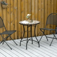 Outsunny Φ60cm Mosaic Outdoor Patio Table - Grey(m-2)