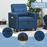 HOMCOM Linen-Look Single Chair Bed - Blue(m-7)