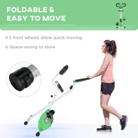 HOMCOM Folding Exercise Bike, Fitness Bicycle Indoor Trainer, Quiet 8-Level Magnetic Resistance, with LCD Monitor, Pulse Sensor and Wheels for Sport Maison and Cardio Training, Green(m-7)