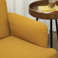 HOMCOM Velvet Feel Fabric 2 Seater Sofa, Small Sofa Loveseat with 21cm Thick Padding and Wood Legs, Yellow(m-7)