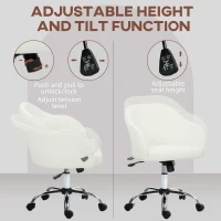 HOMCOM 46-56 cm Velvet-feel Office Chair - Cream(m-4)