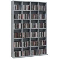 HOMCOM CD Storage Unit with Adjustable Shelves, 89 x 130.5 cm, Cement Grey(m-10)