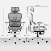 HOMCOM Multi-Adjustable Mesh Office Chair - Grey and White(m-3)
