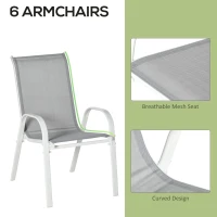 Outsunny Seven-Piece Outdoor Dining Set - Grey(m-5)