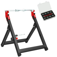 HOMCOM Foldable Motorcycle Wheel Balancer Truing Stand with Spoke Wrench, Steel Bike Tyre Rim Balancing Stand with Aluminium Shaft, Fits Wheels up to 23" in Diameter, 5" in Width, Black(m-1)