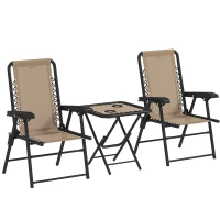 Outsunny Three-Piece Garden Table and Chair Set - Khaki(m-10)