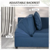 HOMCOM Convertible Single Sofa Bed with Thick Padded Seat, 3-in-1 Multi-Functional Sleeper Chair Bed with Magazine Pocket, for Living Room, Blue(m-5)