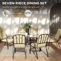 Outsunny Seven-Piece Garden Dining Set with Cushions - Beige(m-5)