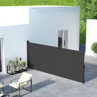 Outsunny Retractable Side Awning, Outdoor Privacy Screen for Garden, Hot Tub, Balcony, Terrace, Pool, 400 x 160cm, Black(m-2)