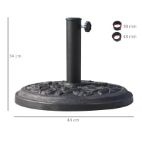 Outsunny 12kg Garden Parasol Base, Round Resin Sun Umbrella Base, Outdoor Umbrella Stand for 38mm or 48mm Outdoor Umbrella Poles, Bronze Tone(m-3)