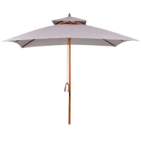 Outsunny 3 m Square Garden Parasol - Grey(m-10)