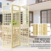 Outsunny 3-Panel Garden Privacy Screen, Freestanding Foldable Wooden Outdoor Divider/Trellis, Decorative Privacy Screen for Garden Patio, 120 x 170 cm, Natural Wood Finish(m-6)