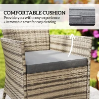 Outsunny Five-Piece Rattan Garden Set, with Two-Tier Table - Grey(m-6)