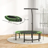 HOMCOM Mini Round Steel Frame Trampoline w/ Adjustable Handle, Green(m-3)